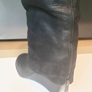 New Vince Camuto Black Leather Tall Boots Sz:7M